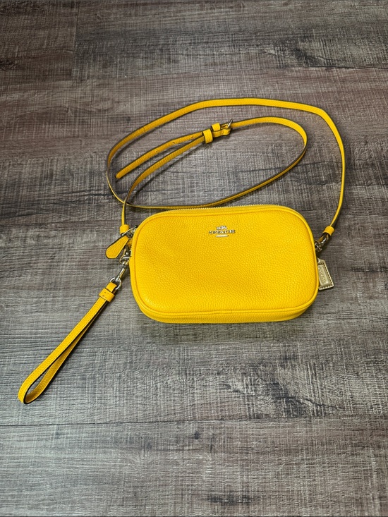 Coach Handbags - Coach Yellow Pebbled Leather Crossbody Wristlet
